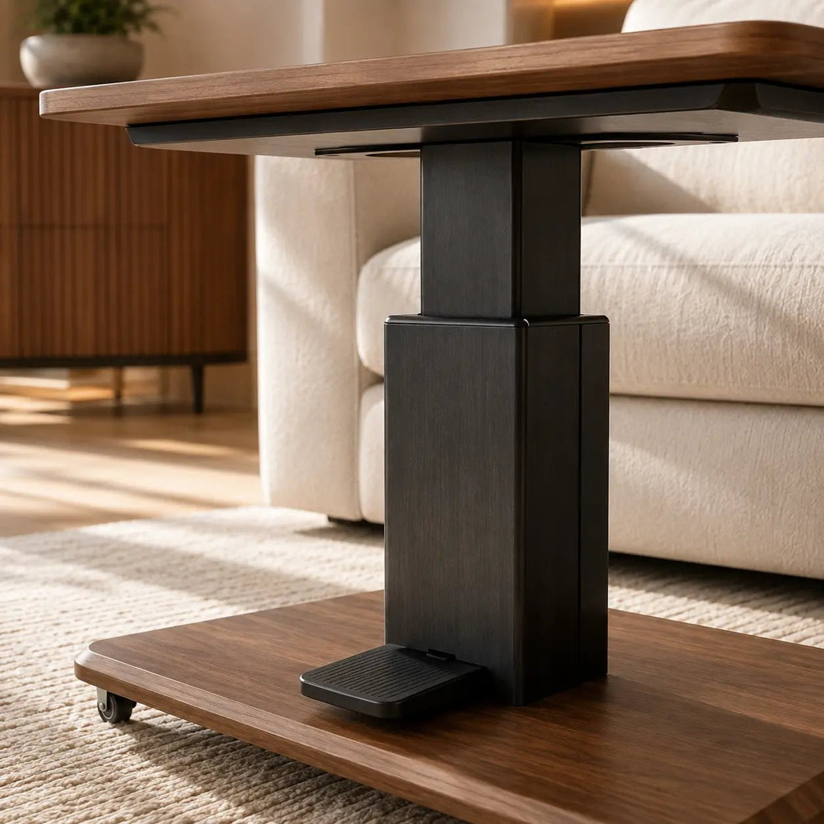 AeroLift Solid Wood Height-Adjustable Coffee TableWinSpaces