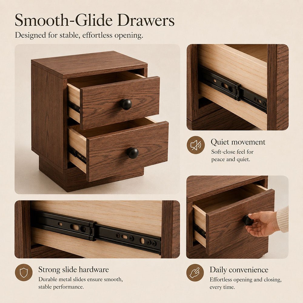 Alden Two-Drawer Solid Wood Nightstand, product view 11 by WinSpaces