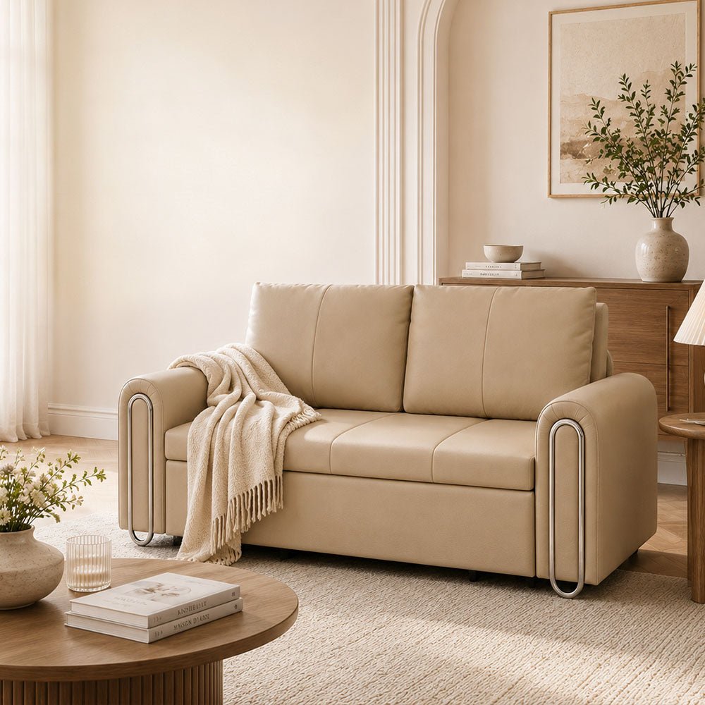 Elara Pet-Friendly Leather Sofa Bed, product view 3 by WinSpaces