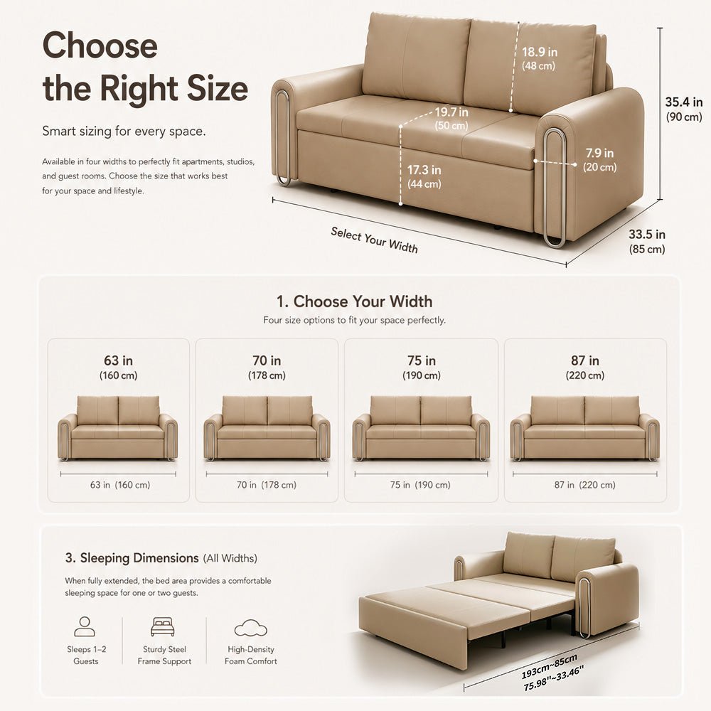 Elara Pet-Friendly Leather Sofa Bed, product view 12 by WinSpaces