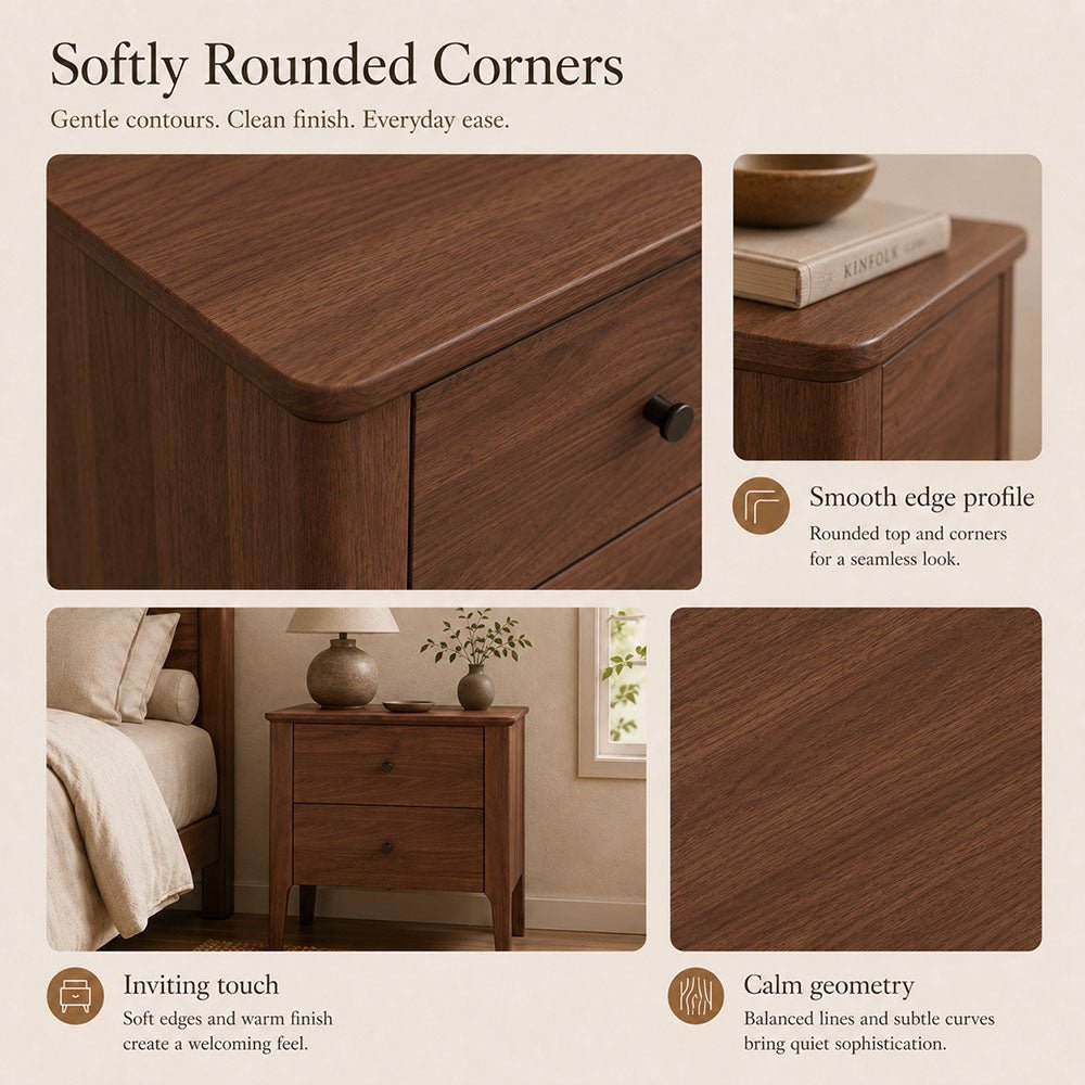 Hollis Two-Drawer Walnut Wood Nightstand, product view 13 by WinSpaces