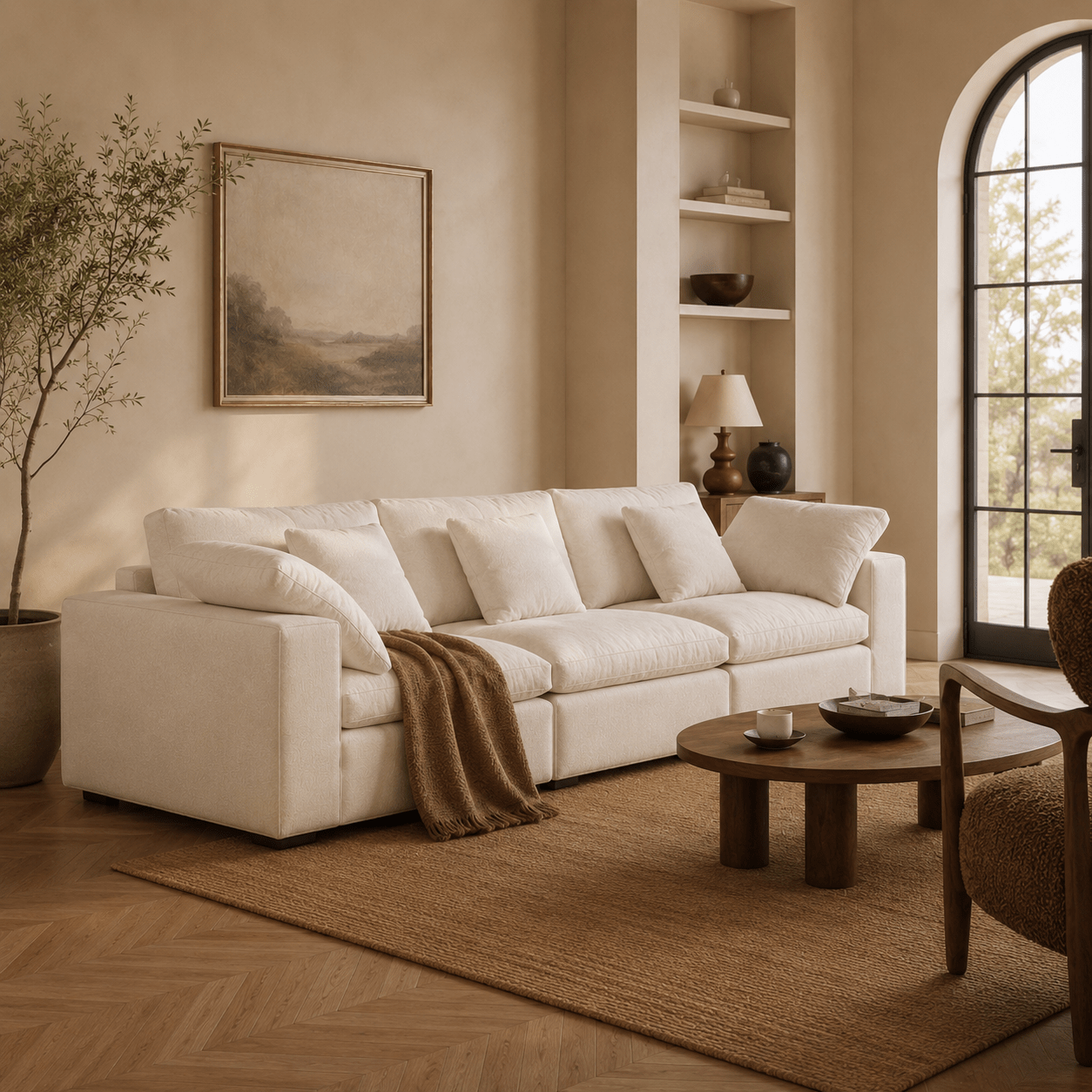 Lunora Modular Linen Fabric Sofa, product view 7 by WinSpaces