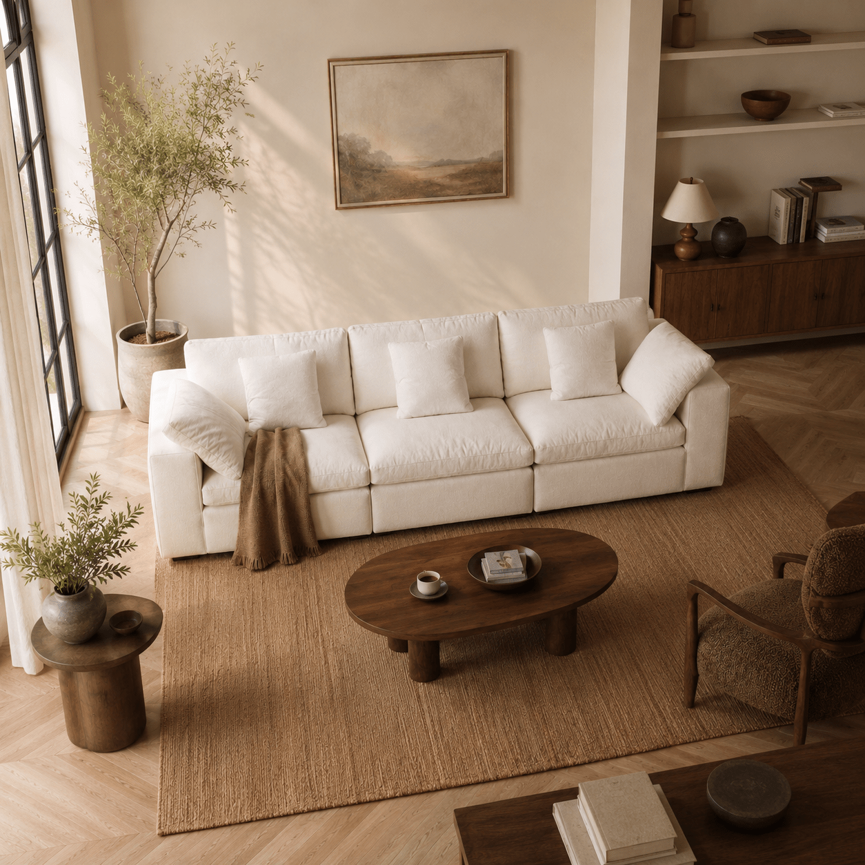 Lunora Modular Linen Fabric Sofa, product view 9 by WinSpaces