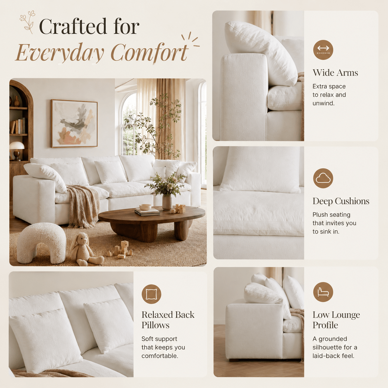 Lunora Modular Linen Fabric Sofa, product view 14 by WinSpaces