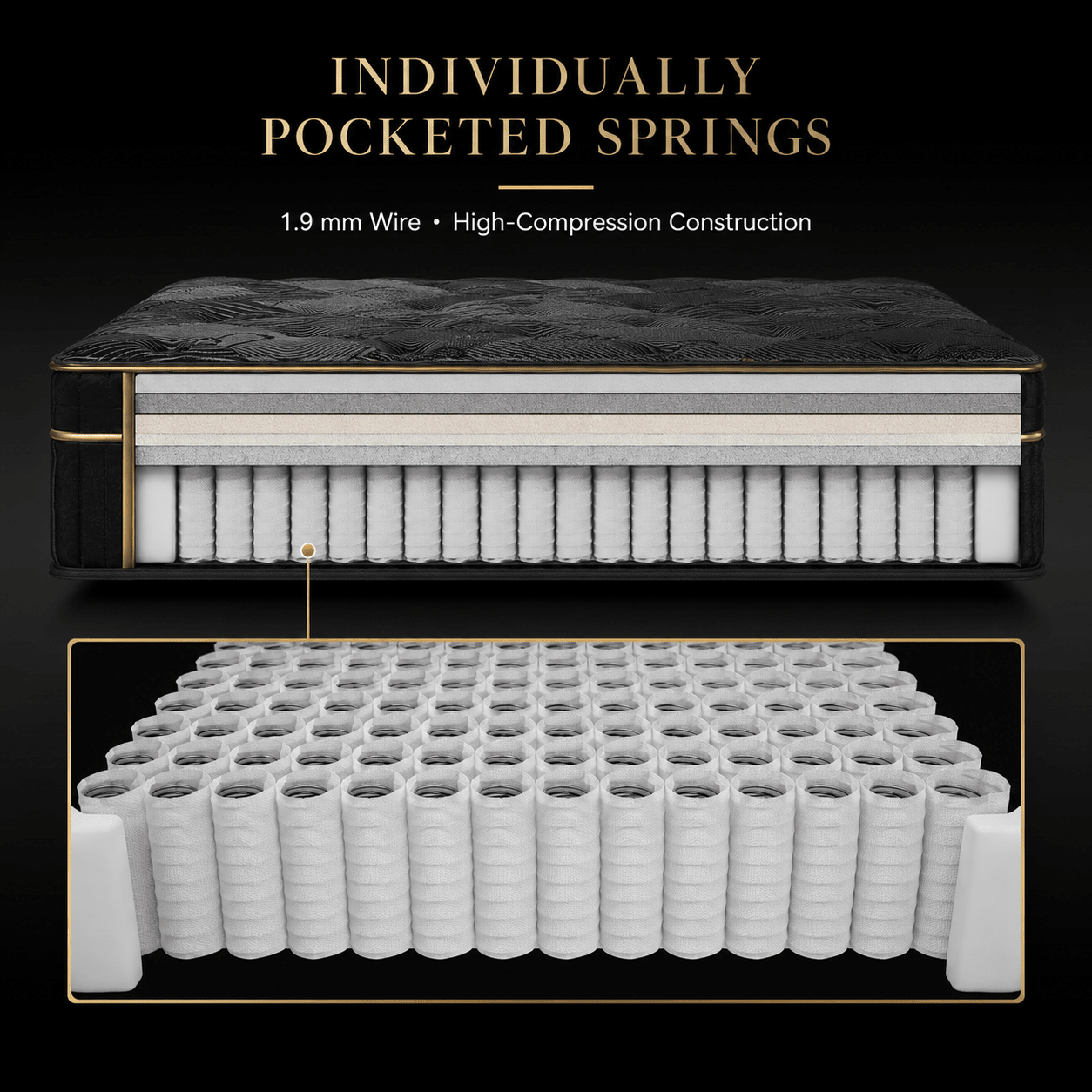 Nocturne 8.7″ Breathable Pocket Spring Hybrid Mattress, product view 8 by WinSpaces