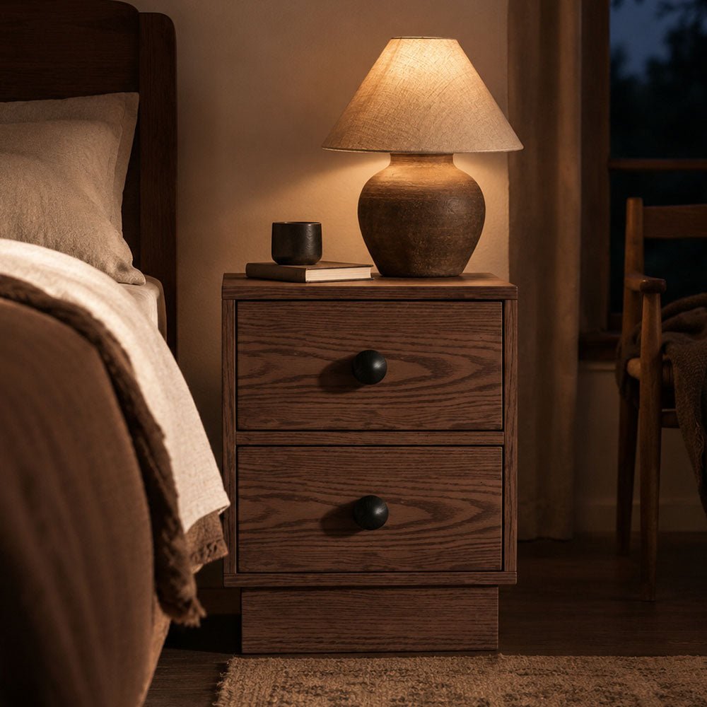 Alden Two-Drawer Solid Wood Nightstand, product view 2 by WinSpaces