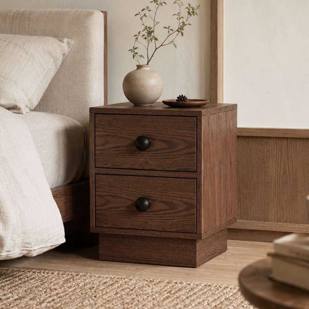 Alden Two-Drawer Solid Wood Nightstand, product view 3 by WinSpaces
