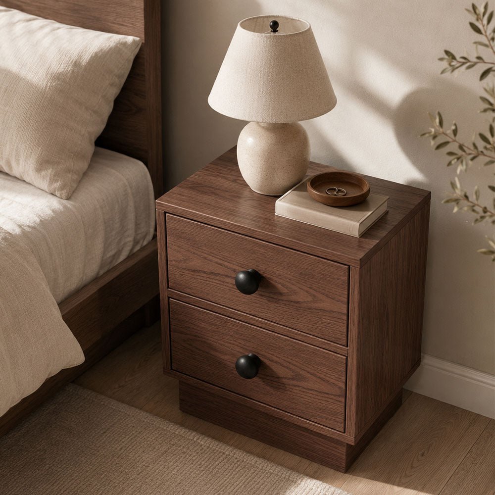 Alden Two-Drawer Solid Wood Nightstand, product view 4 by WinSpaces