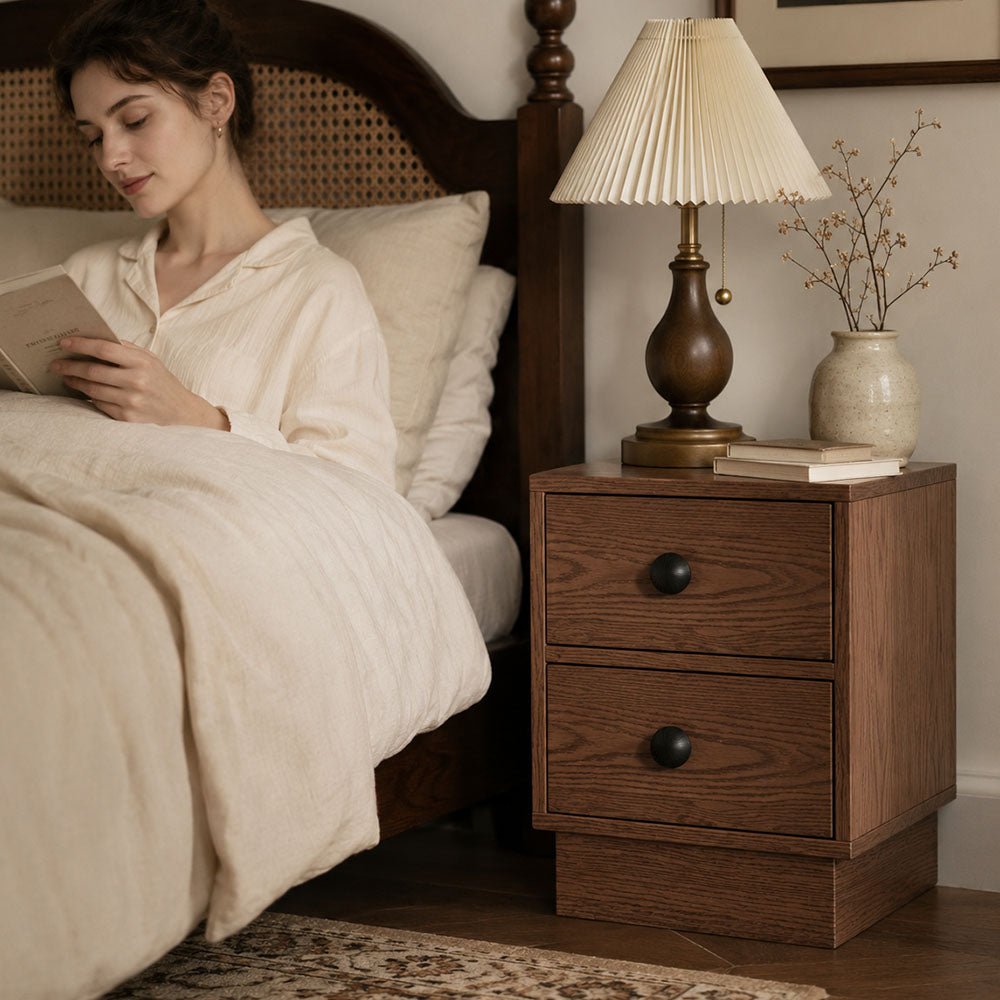 Alden Two-Drawer Solid Wood Nightstand, product view 6 by WinSpaces