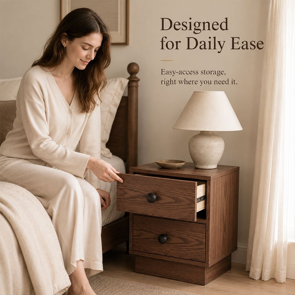 Alden Two-Drawer Solid Wood Nightstand, product view 8 by WinSpaces
