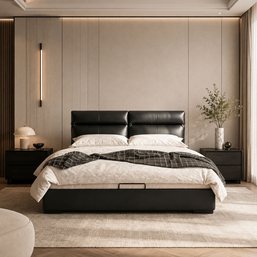 Arden Genuine Leather Storage Bed with Three Side Drawers by WinSpaces