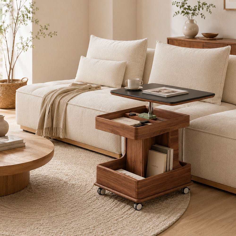 Arden Red Walnut Mobile Side Table, product view 4 by WinSpaces