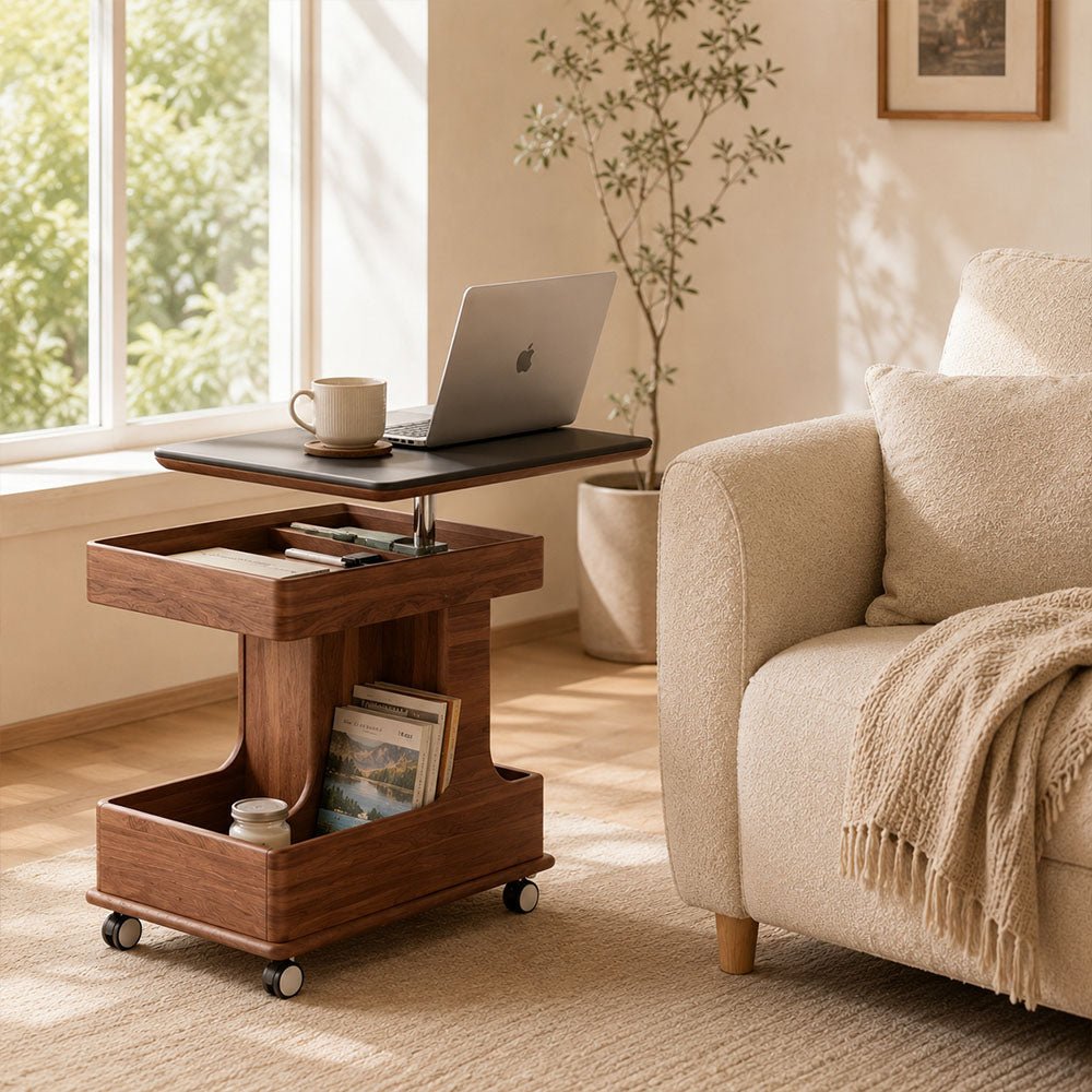 Arden Red Walnut Mobile Side Table, product view 6 by WinSpaces