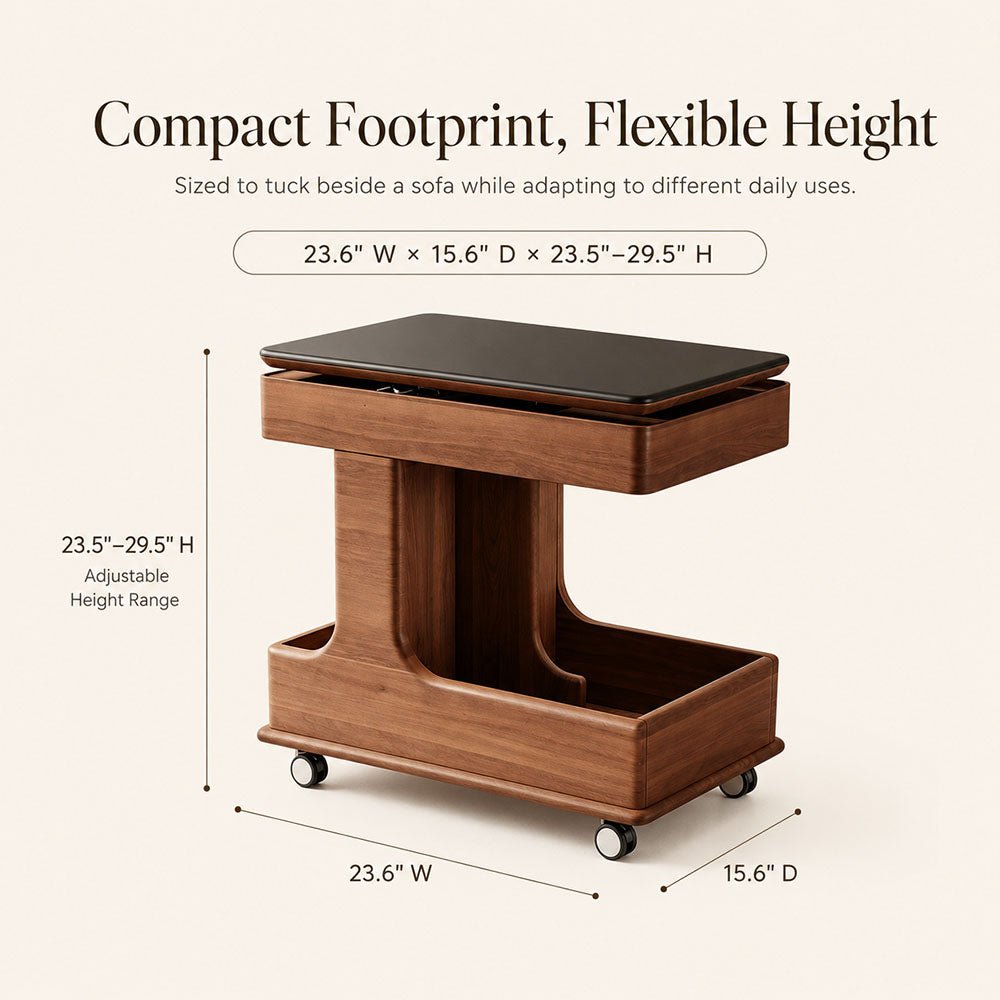 Arden Red Walnut Mobile Side Table, product view 17 by WinSpaces