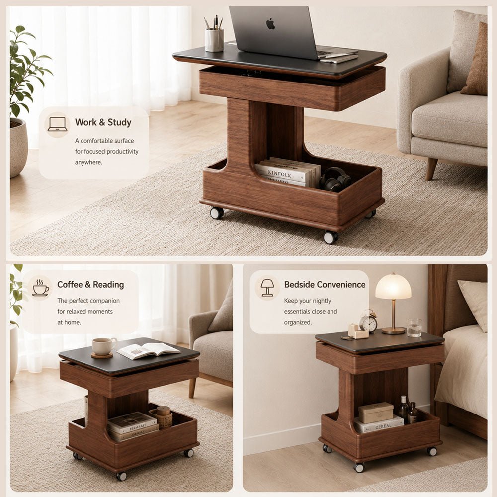 Arden Red Walnut Mobile Side TableWinSpaces