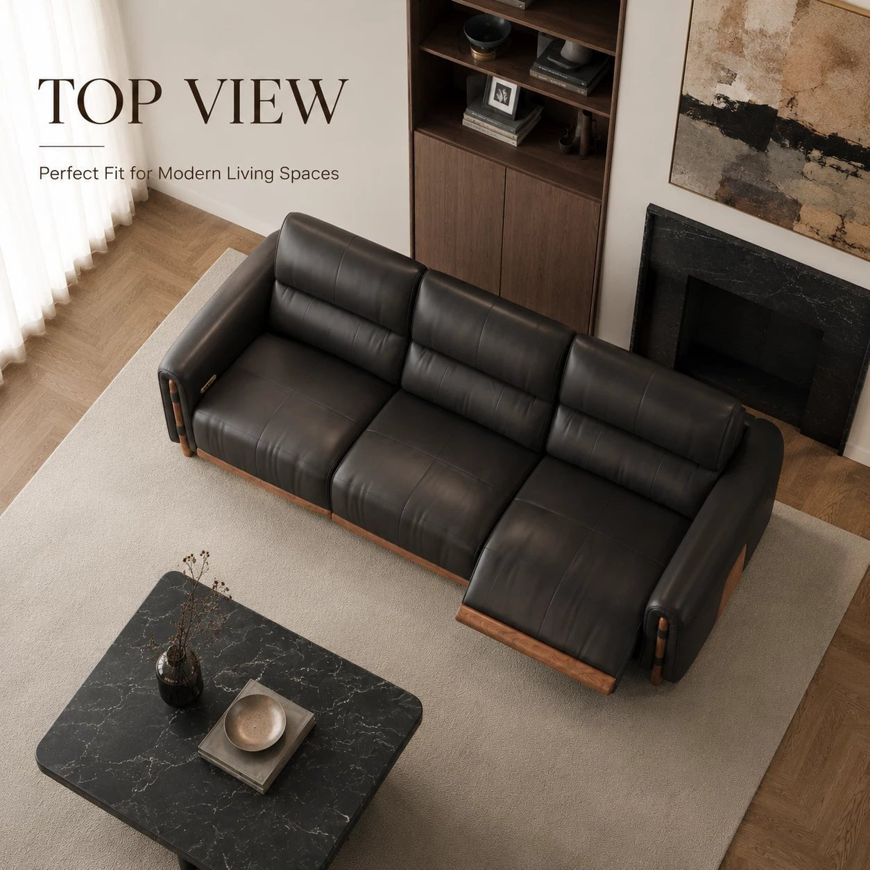 Aurelius Modern Leather Sofa, product view 2 by WinSpaces