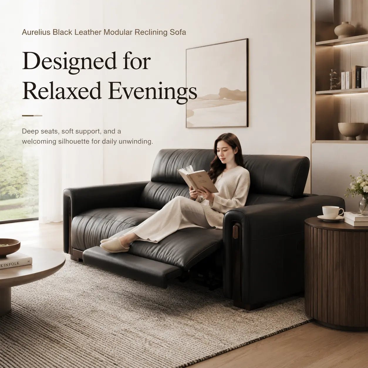 Aurelius Modern Leather Sofa, product view 4 by WinSpaces