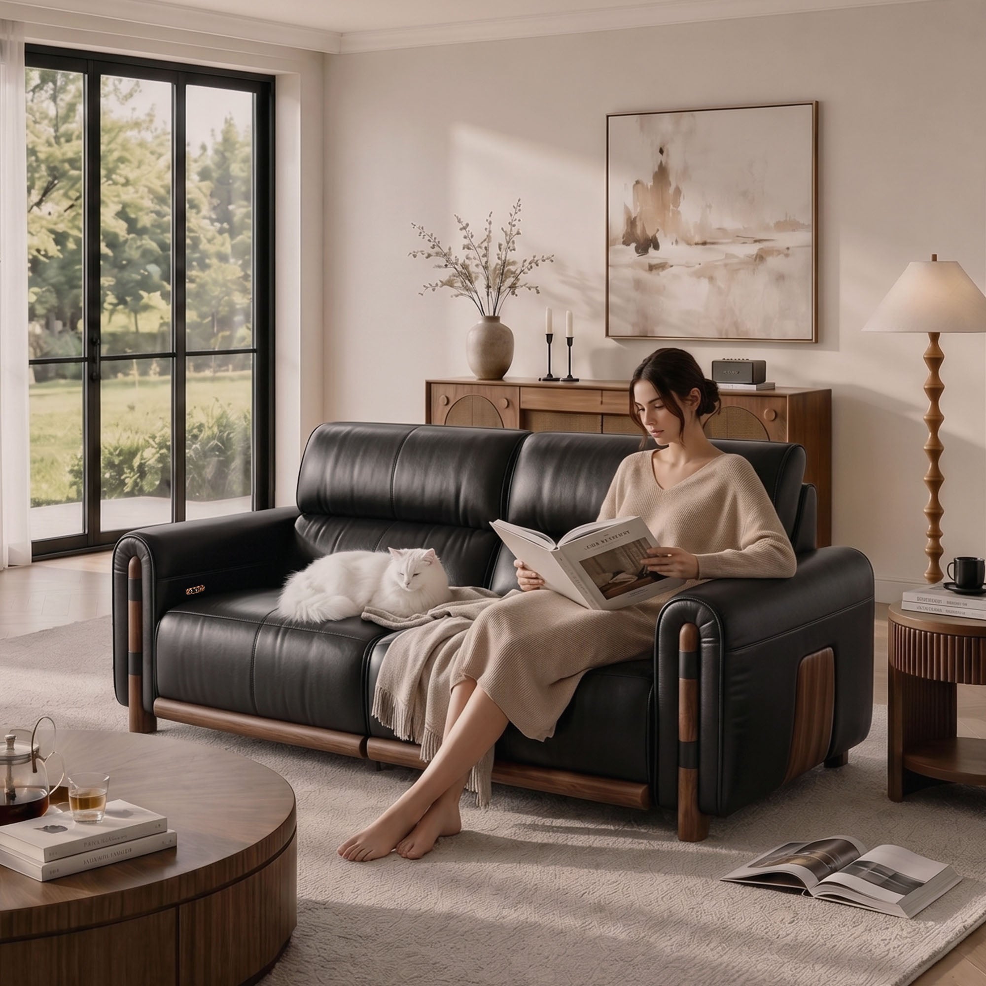 Aurelius Modern Leather Sofa, product view 6 by WinSpaces
