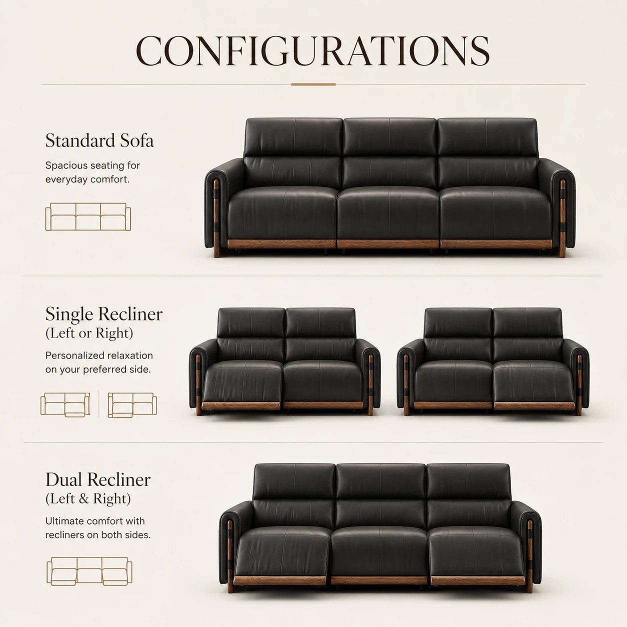 Aurelius Modern Leather Sofa, product view 11 by WinSpaces