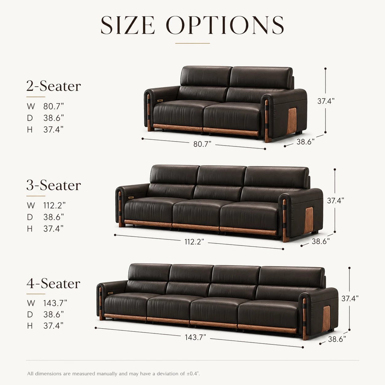 Aurelius Modern Leather Sofa, product view 12 by WinSpaces