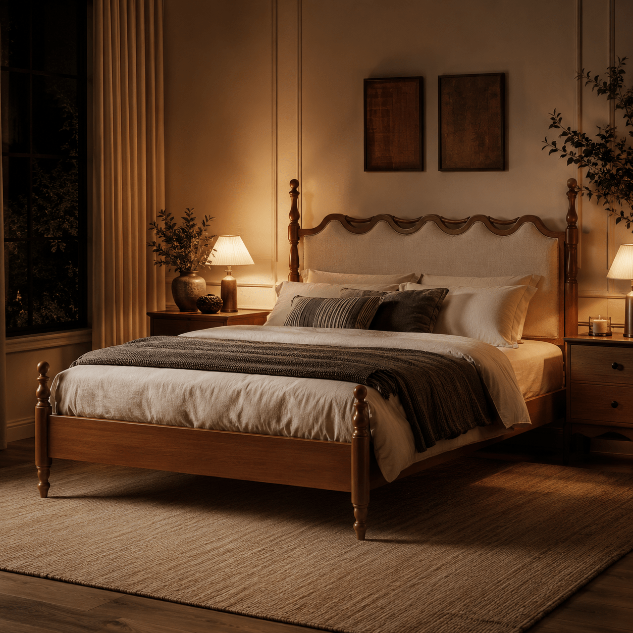 Aveline Solid Ash Wood Upholstered Bed, product view 3 by WinSpaces