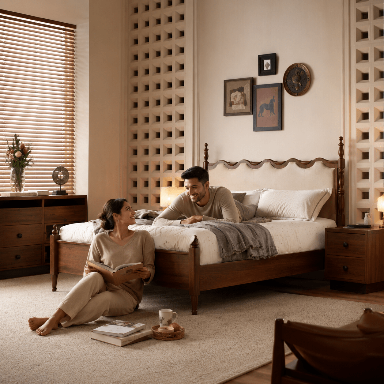 Aveline Solid Ash Wood Upholstered Bed, product view 7 by WinSpaces