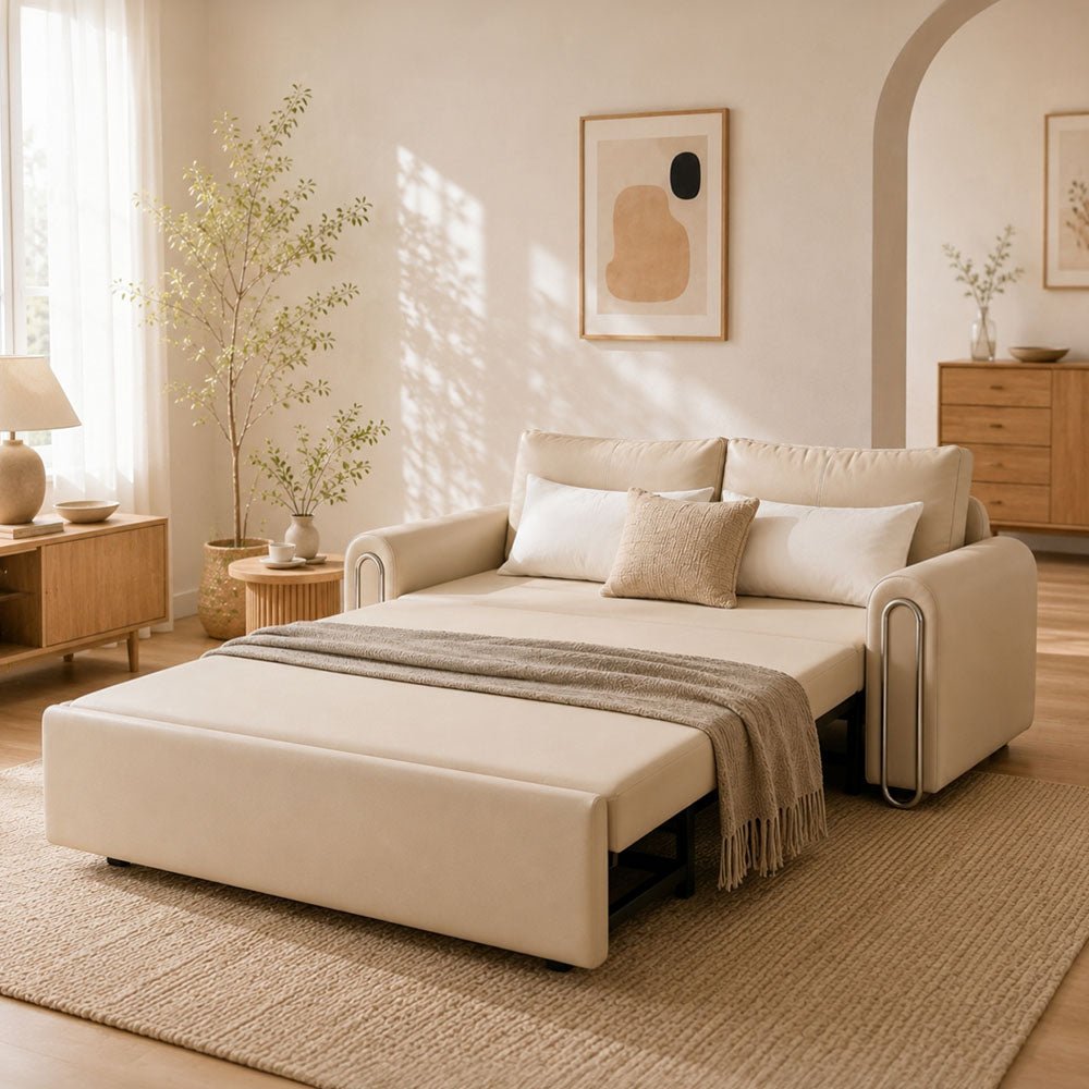 Elara Pet-Friendly Leather Sofa Bed, product view 4 by WinSpaces
