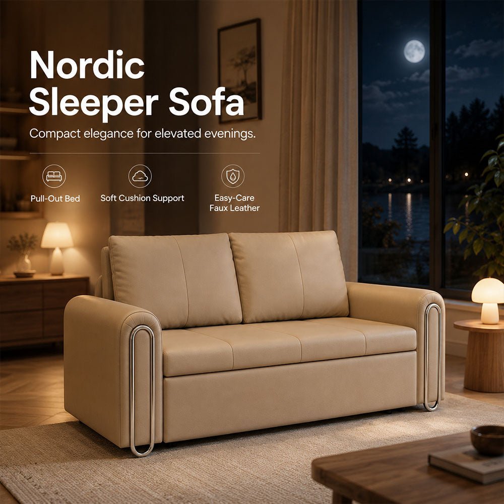 Elara Pet-Friendly Leather Sofa Bed, product view 6 by WinSpaces