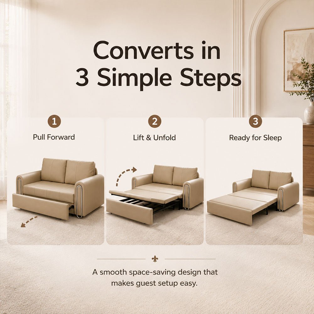 Elara Pet-Friendly Leather Sofa Bed, product view 13 by WinSpaces