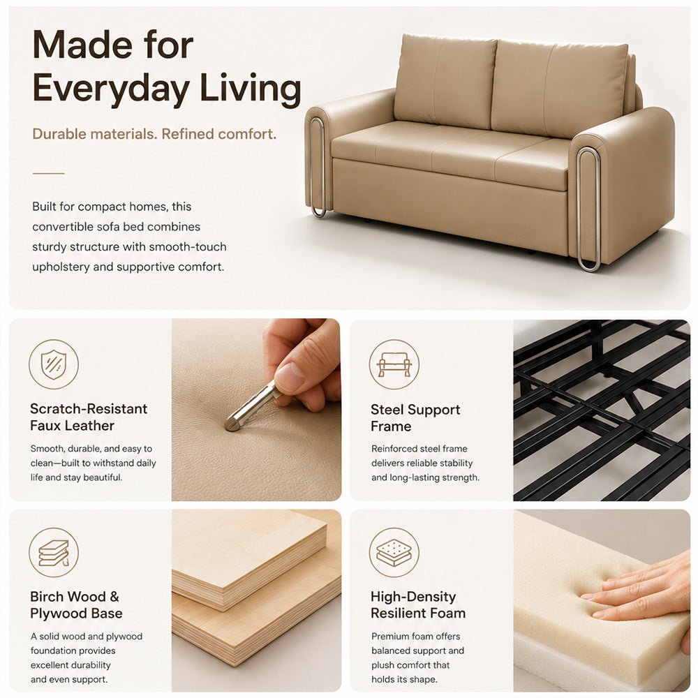 Elara Pet-Friendly Leather Sofa Bed, product view 14 by WinSpaces