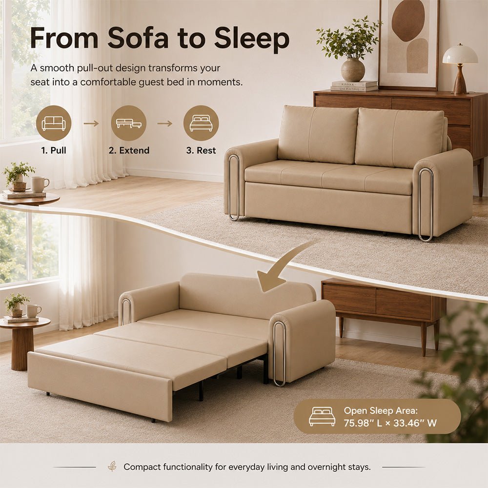 Elara Pet-Friendly Leather Sofa Bed, product view 16 by WinSpaces