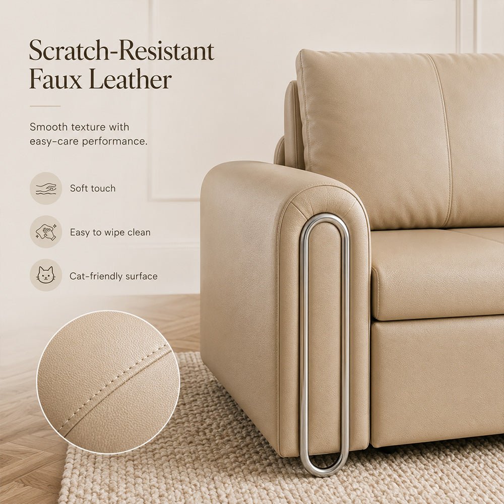 Elara Pet-Friendly Leather Sofa Bed, product view 17 by WinSpaces