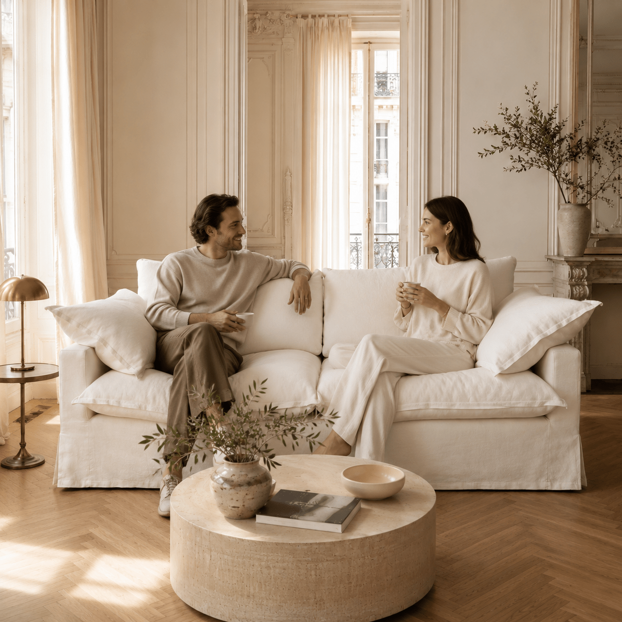 Lunara Cloud Linen Sofa, product view 3 by WinSpaces