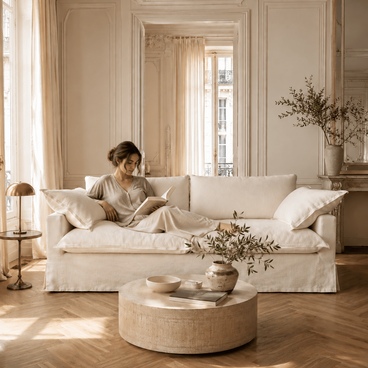 Lunara Cloud Linen Sofa, product view 4 by WinSpaces