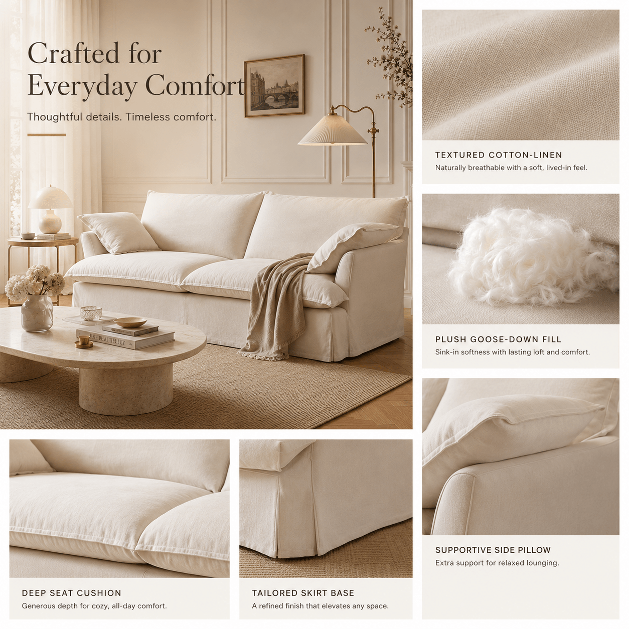 Lunara Cloud Linen Sofa, product view 5 by WinSpaces