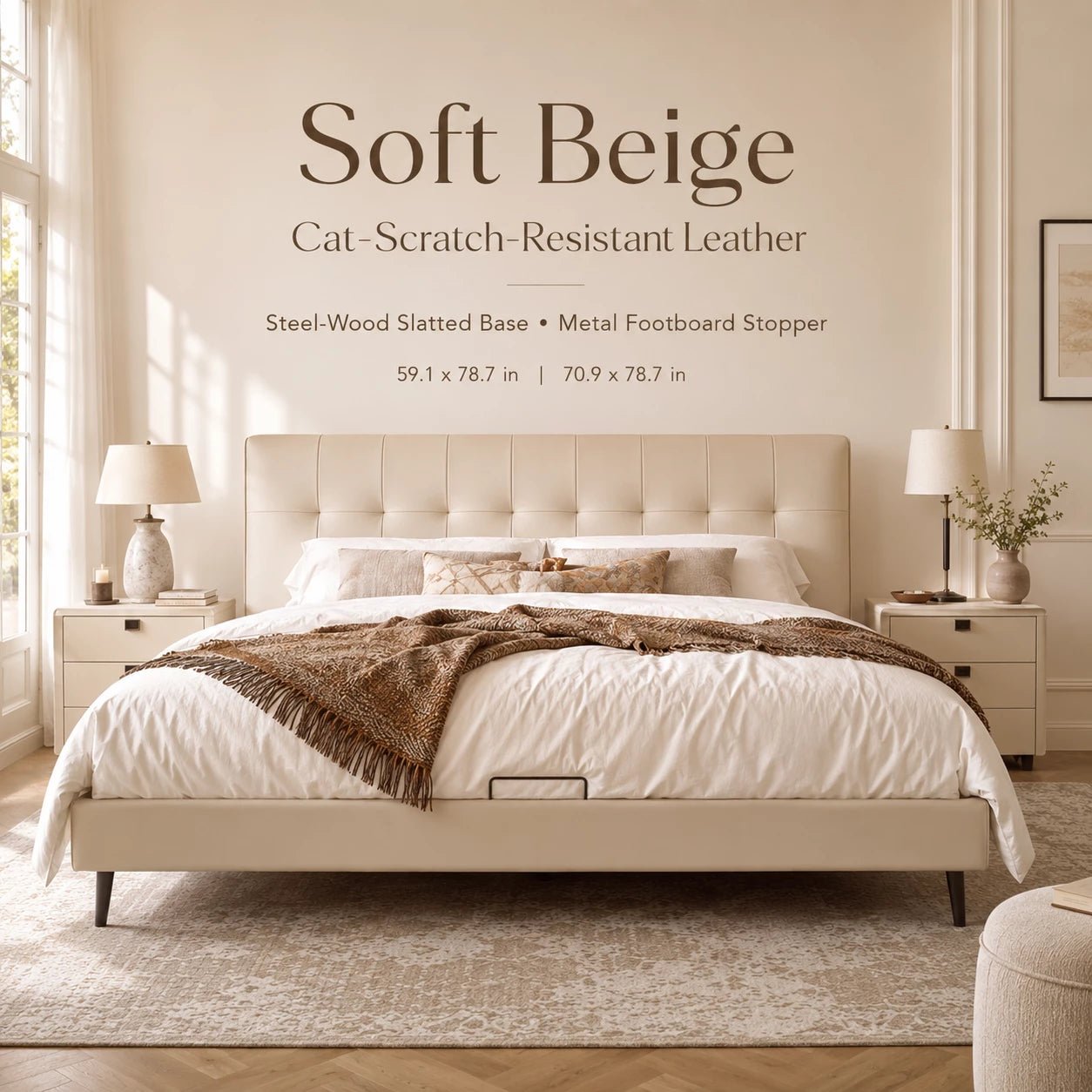 Lunara Upholstered Platform Bed, product view 2 by WinSpaces