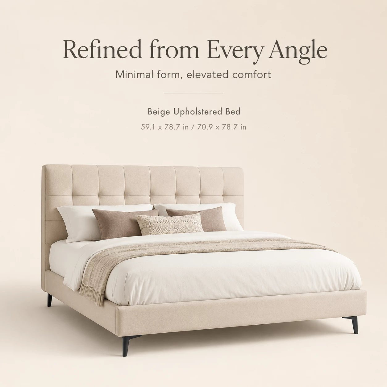 Lunara Upholstered Platform Bed, product view 3 by WinSpaces