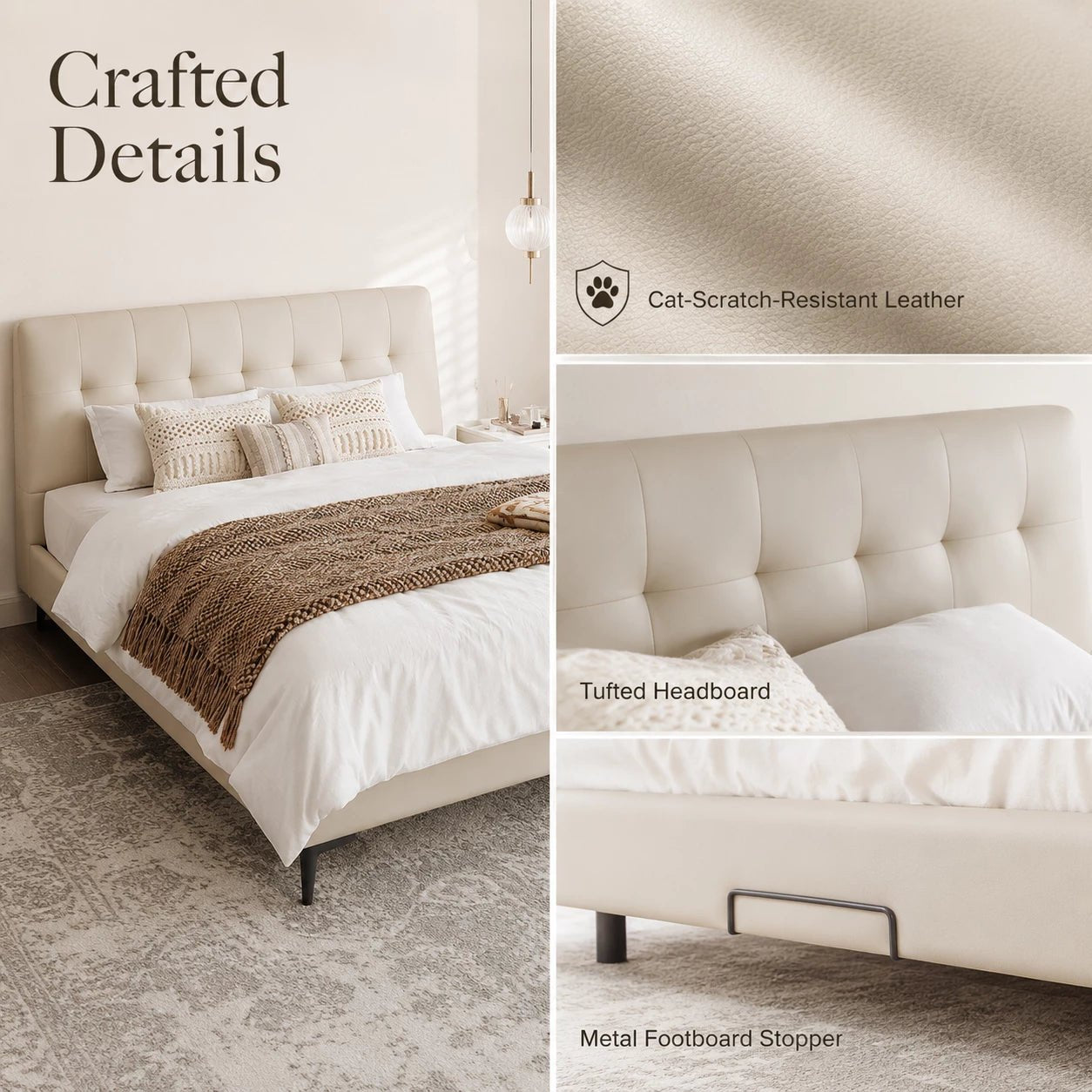 Lunara Upholstered Platform Bed, product view 4 by WinSpaces
