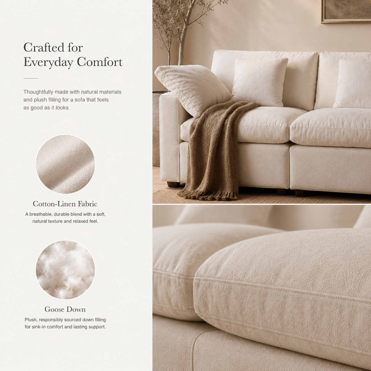 Lunora Modular Linen Fabric Sofa, product view 12 by WinSpaces