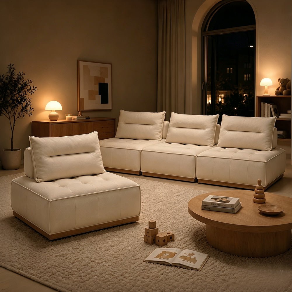 Maren Nubuck Leather Modular Sofa, product view 4 by WinSpaces