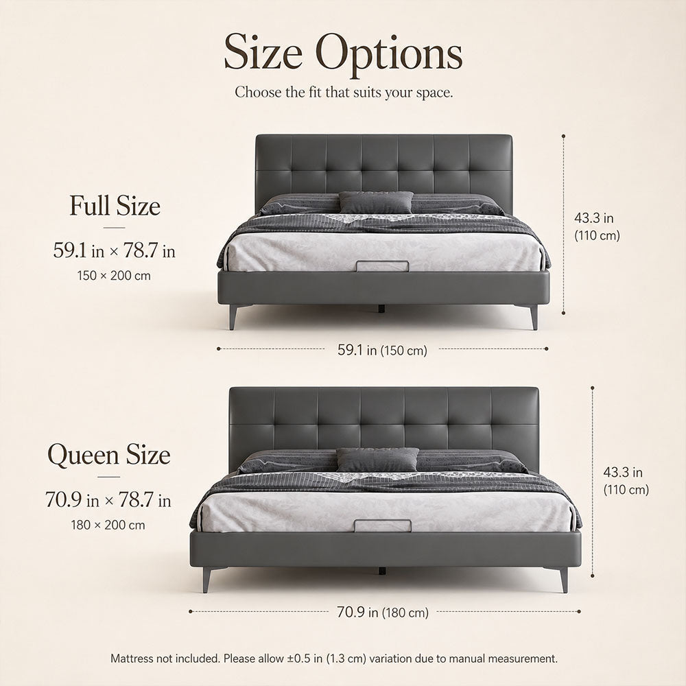 Marlow Genuine Leather Upholstered Platform Bed, product view 5 by WinSpaces