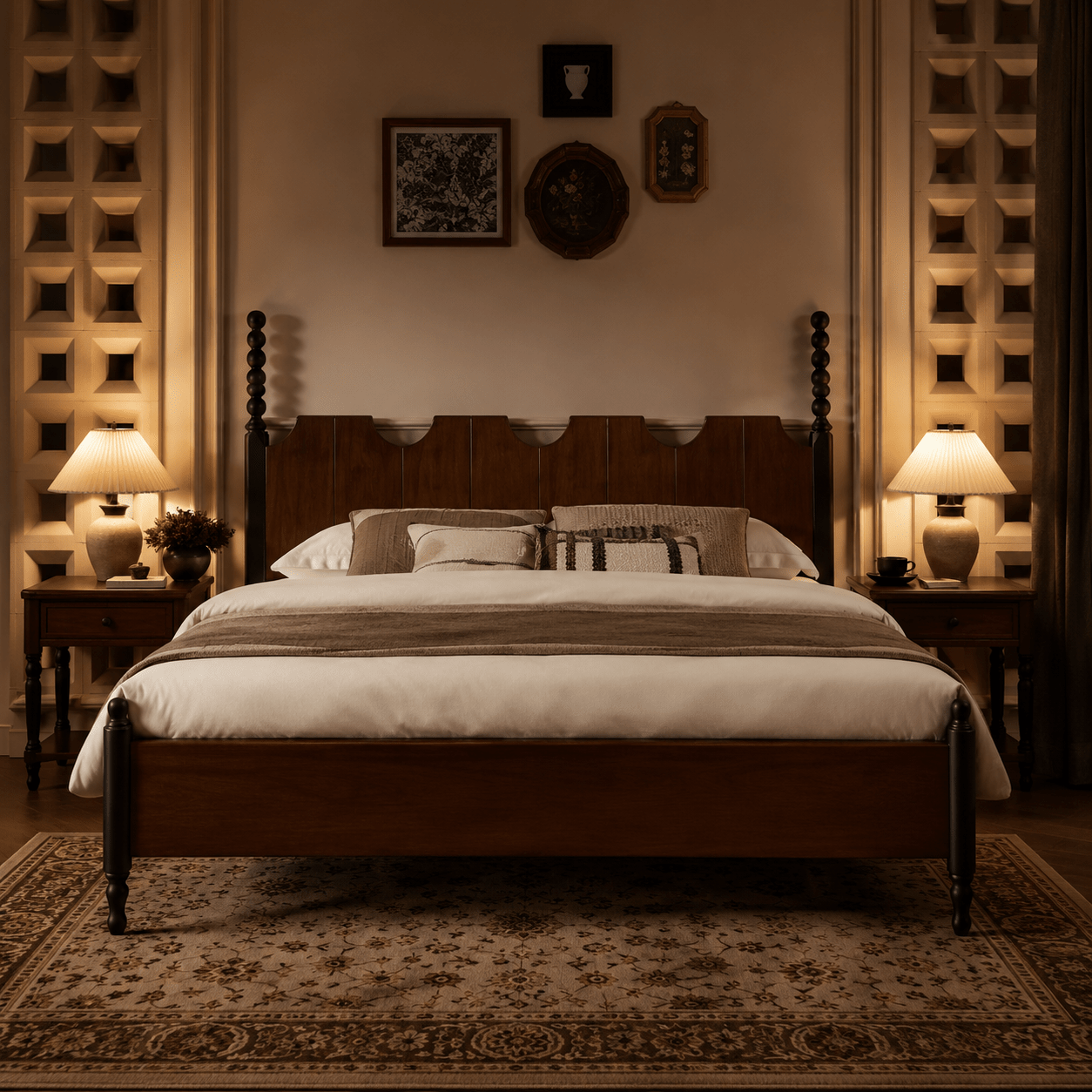 Marlowe Scalloped Solid Wood Platform Bed, product view 3 by WinSpaces