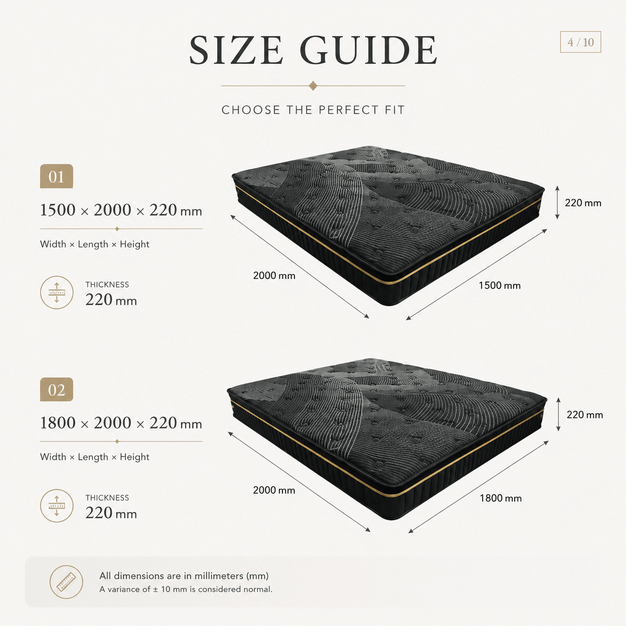 Nocturne 8.7″ Breathable Pocket Spring Hybrid Mattress, product view 3 by WinSpaces