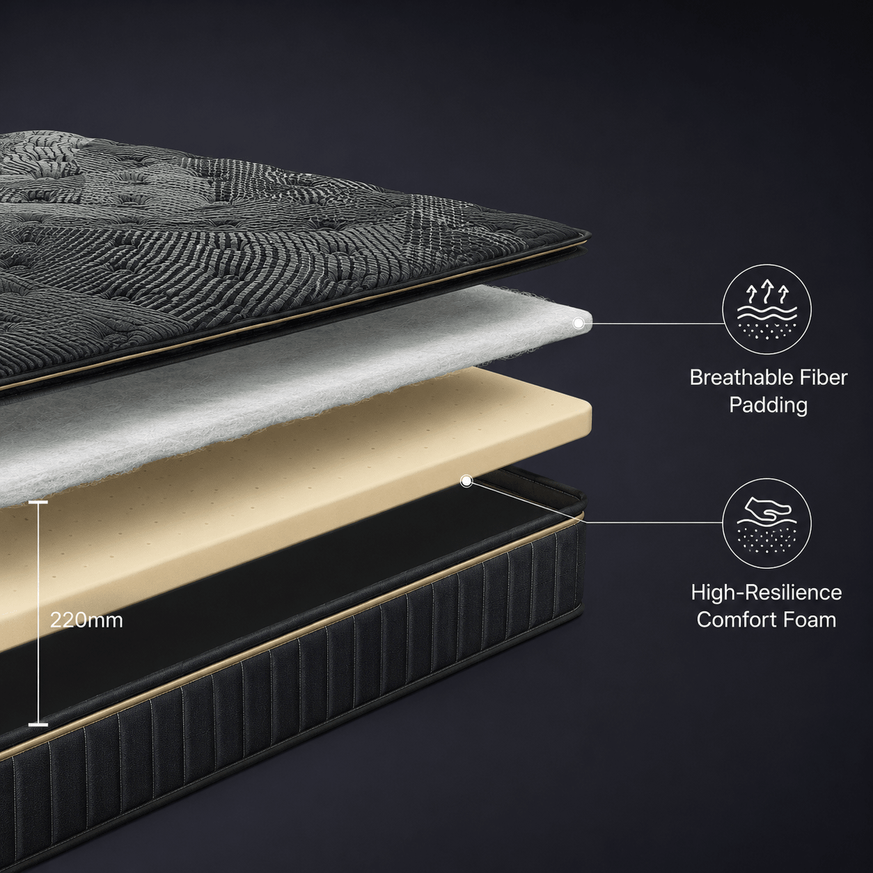 Nocturne 8.7″ Breathable Pocket Spring Hybrid Mattress, product view 9 by WinSpaces