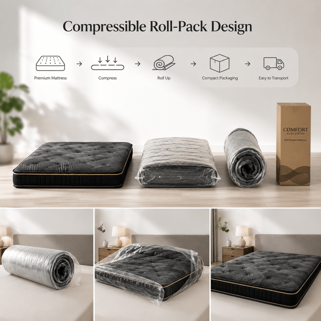 Nocturne 8.7″ Breathable Pocket Spring Hybrid Mattress, product view 10 by WinSpaces