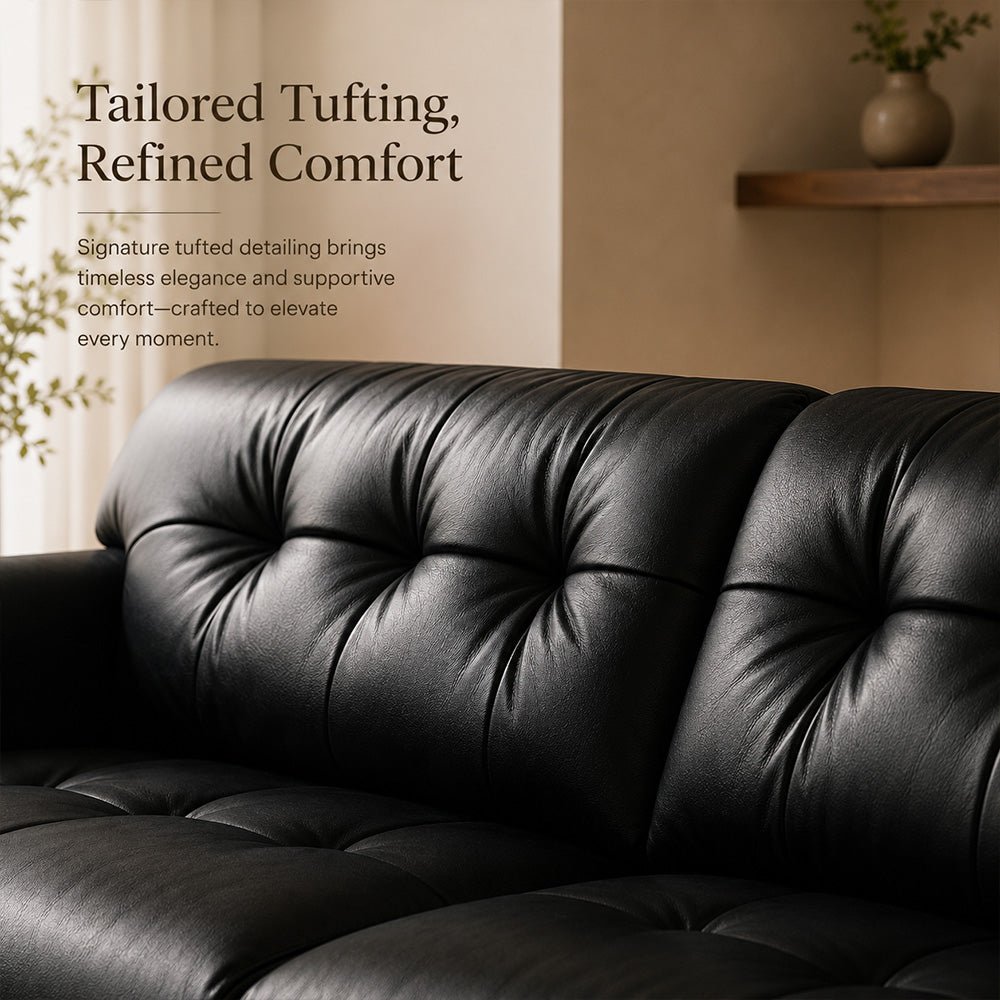 Veyra Walnut-Frame Black Leather Sofa, product view 7 by WinSpaces